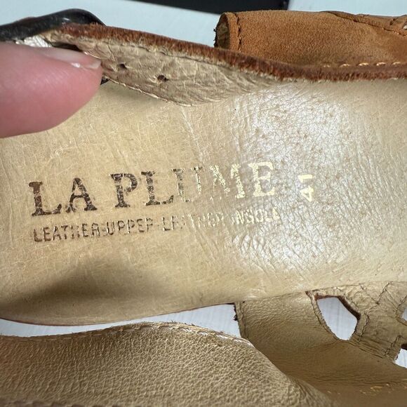La Plume Leather Cutout Strappy Sling Back Suede Wedge Sandals Heels EU 41/US 10 - Picture 8 of 8